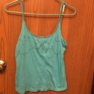 Blue sequined ie relaxed tank top